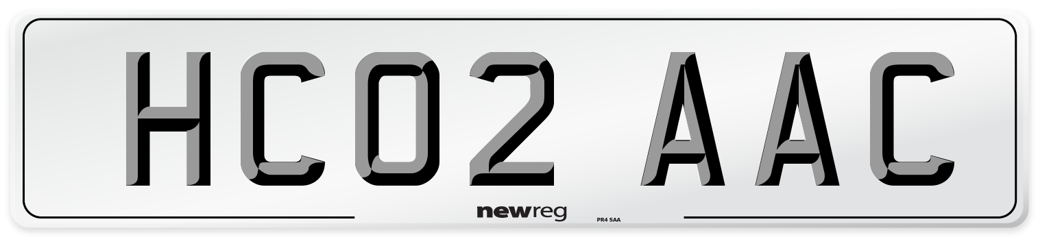 HC02 AAC Number Plate from New Reg